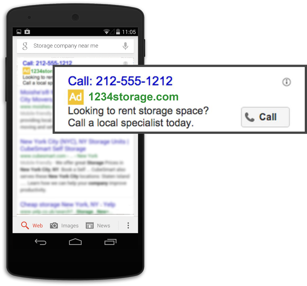 Google Ads Call Extension Example