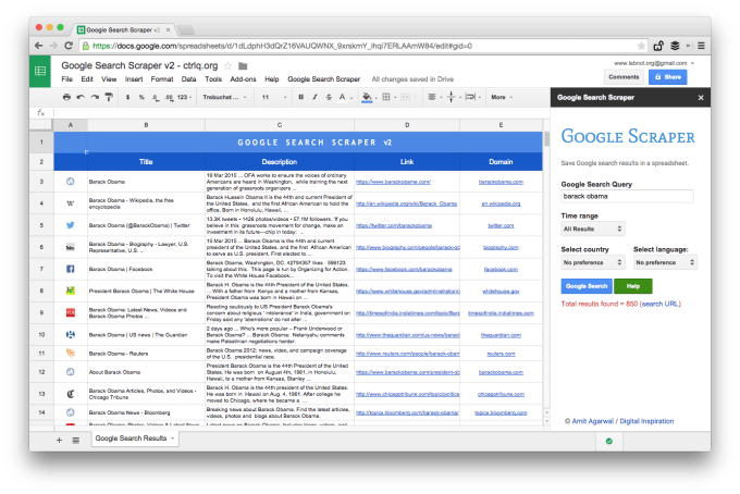 Google Search Scraper Spreadsheet