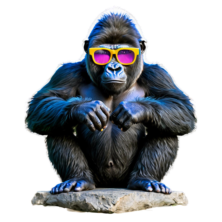 Gorilla With Colorful Glasses Png Dgk45