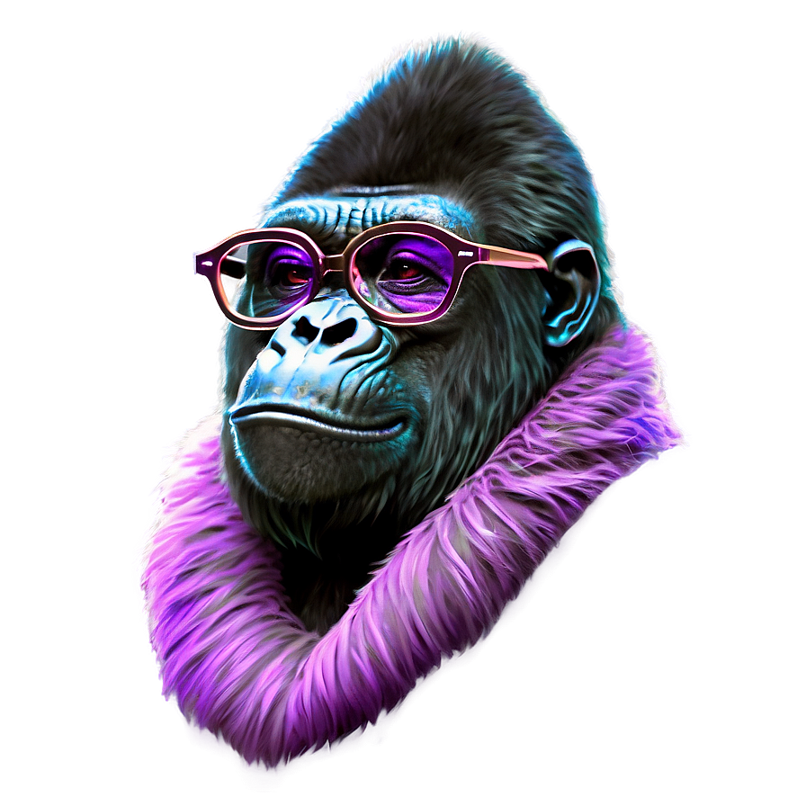 Gorilla With Stylish Glasses Png Int74