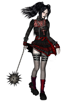 Gothic Anime Girlwith Mace