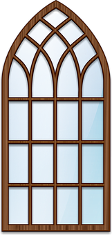 Gothic Arch Window Design PNG with transparent background
