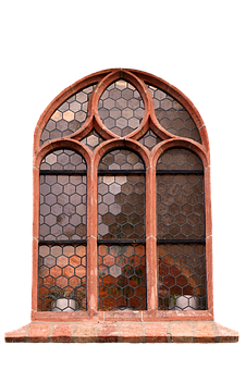 Gothic Arch Window Stained Glass PNG with transparent background