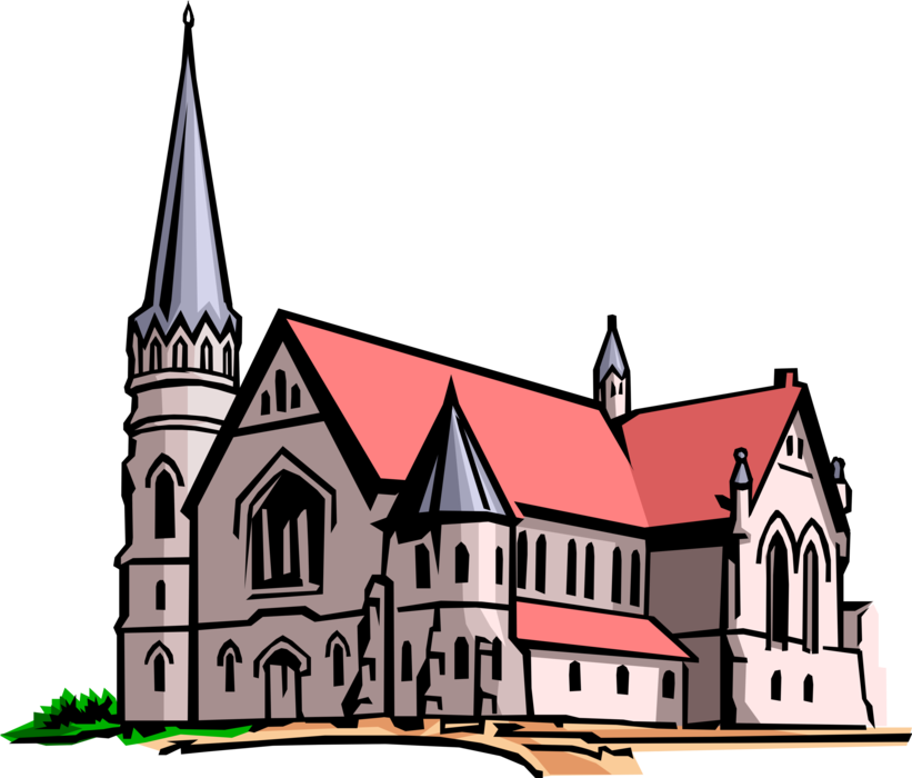 Vector Illustration Of Christian Church Cathedral House - Church Clip Art, HD Png Download PNG with transparent background