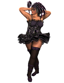 Gothic_ Dancer_ Pose PNG with transparent background