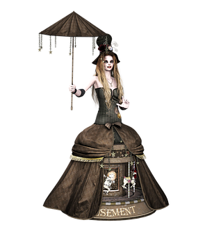 Gothic Doll Girlwith Parasol