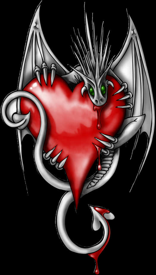 Gothic Dragon Heart Tattoo Design