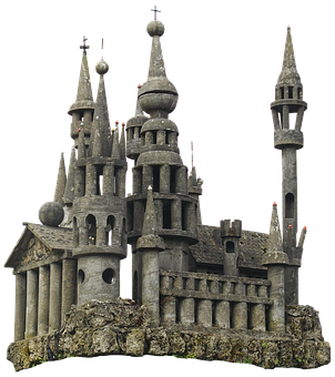 Gothic Fantasy Castle Sculpture PNG with transparent background