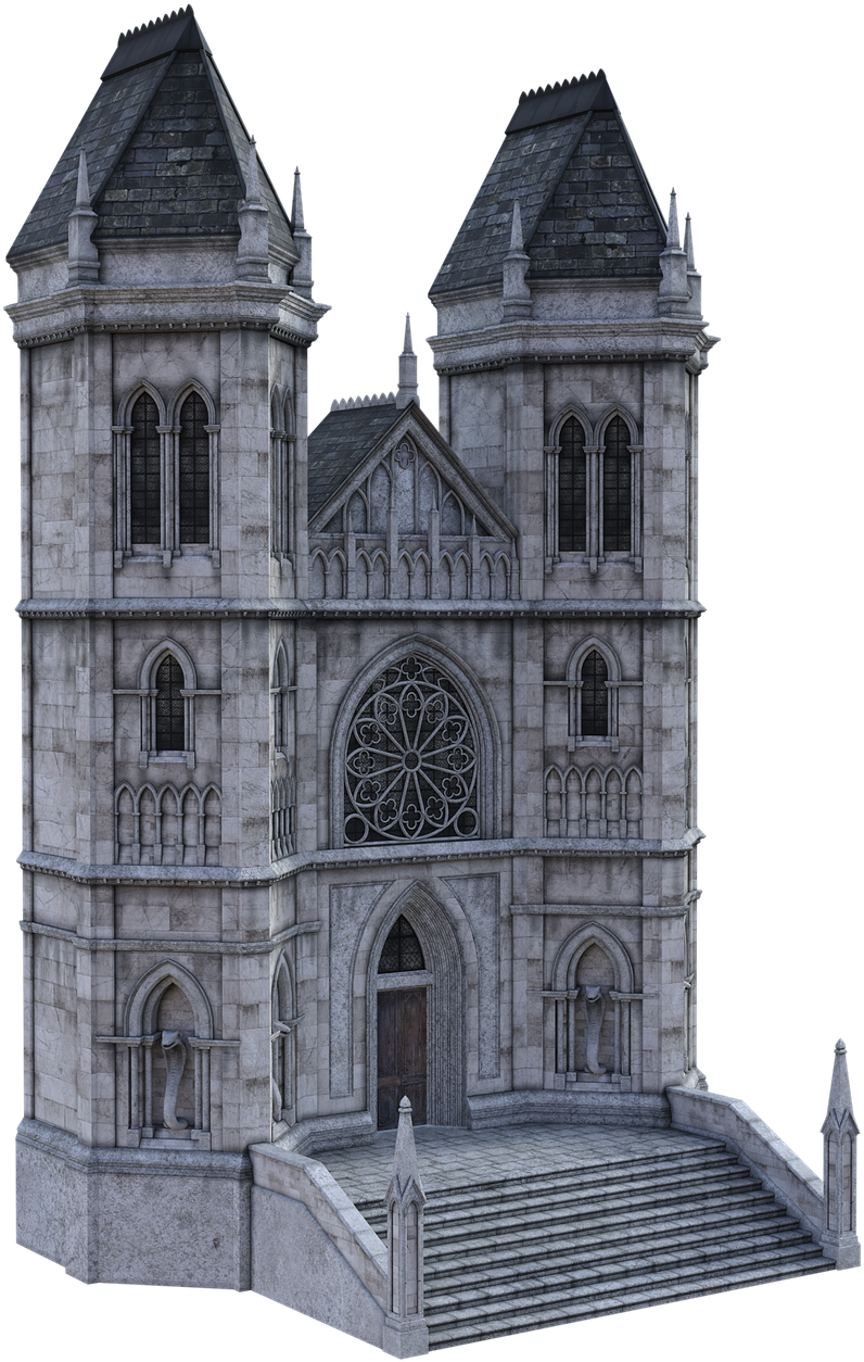 Gothic Mansion3 D Model PNG with transparent background