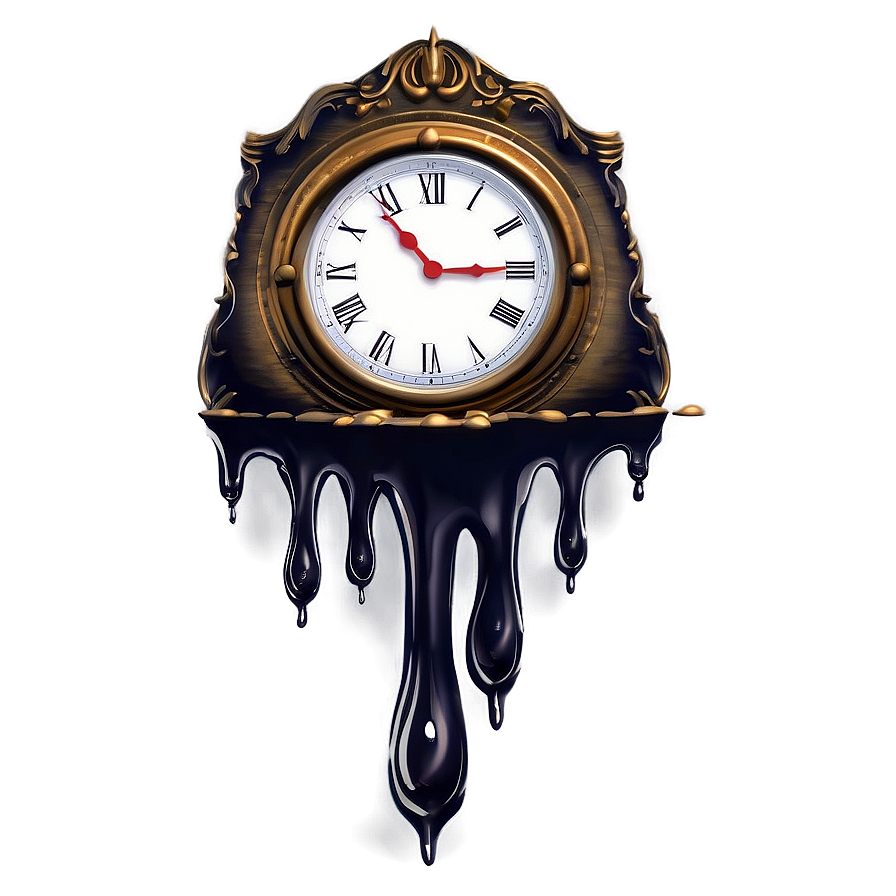 Gothic Melting Clock Design Png 06282024