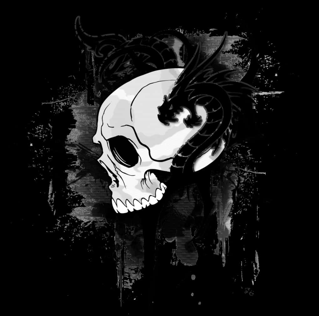 Gothic Skull Artwork PNG with transparent background
