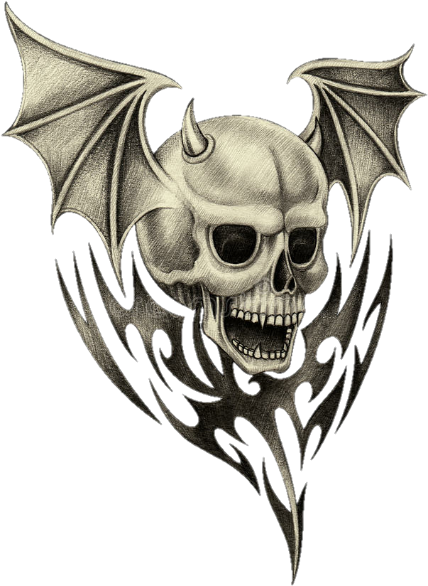 Gothic Skullwith Demon Wings