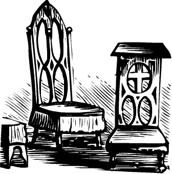 Gothic Style Chair Illustration PNG with transparent background