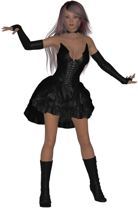 Women Gothic Victorian Black 3d - Portable Network Graphics, HD Png Download PNG with transparent background