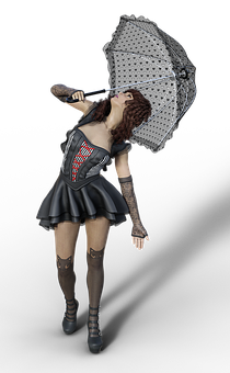 Gothic_ Style_ Woman_with_ Umbrella