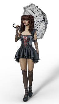 Gothic Style Womanwith Umbrella