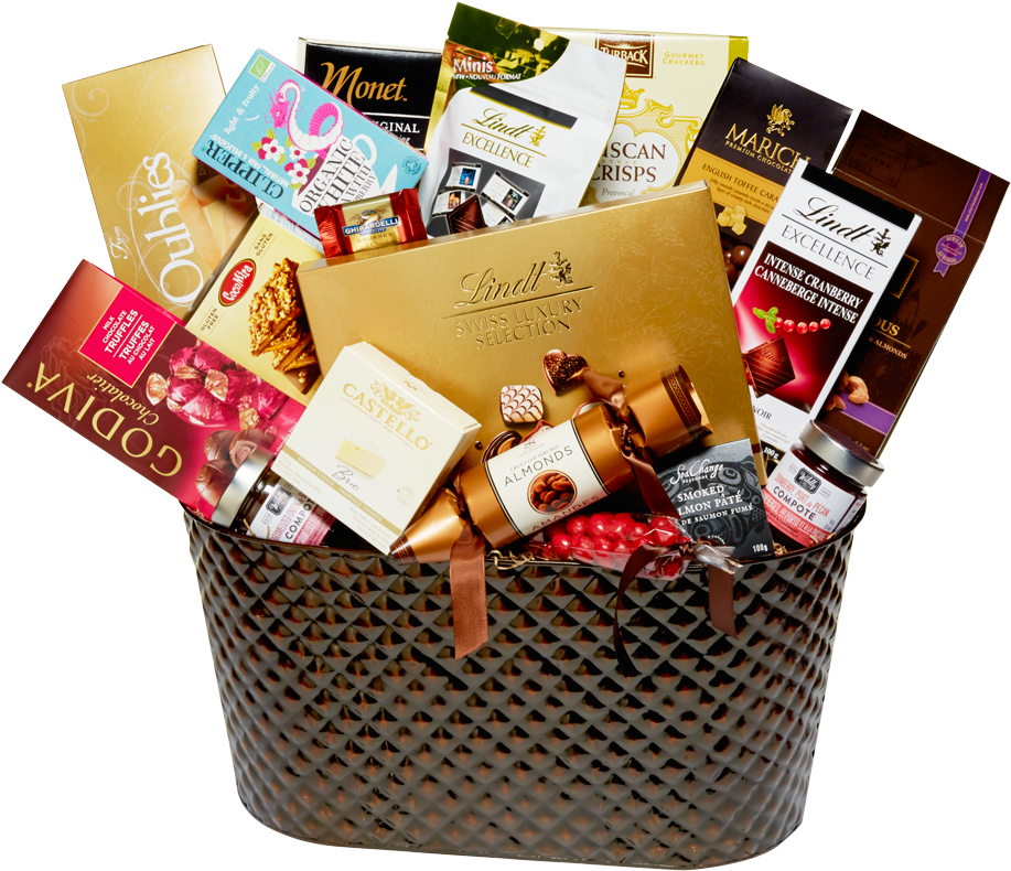 Gourmet Gift Basket Assortment PNG with transparent background