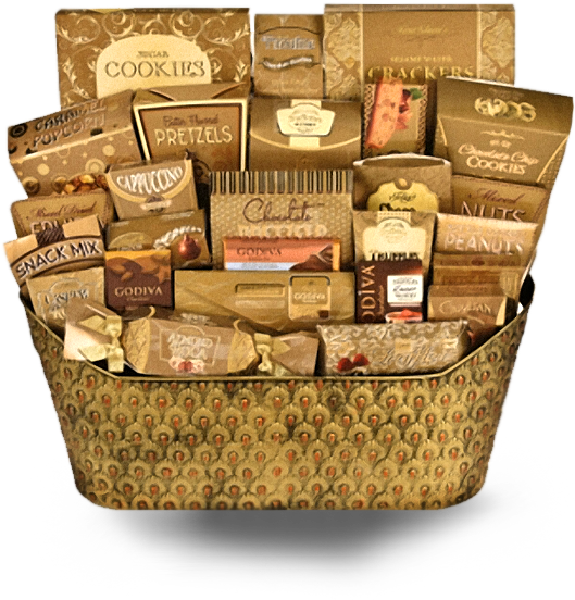 Gourmet Gift Basket Assortment PNG with transparent background