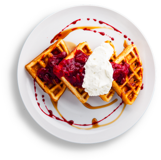 Gourmet Waffleswith Berry Compoteand Whipped Cream