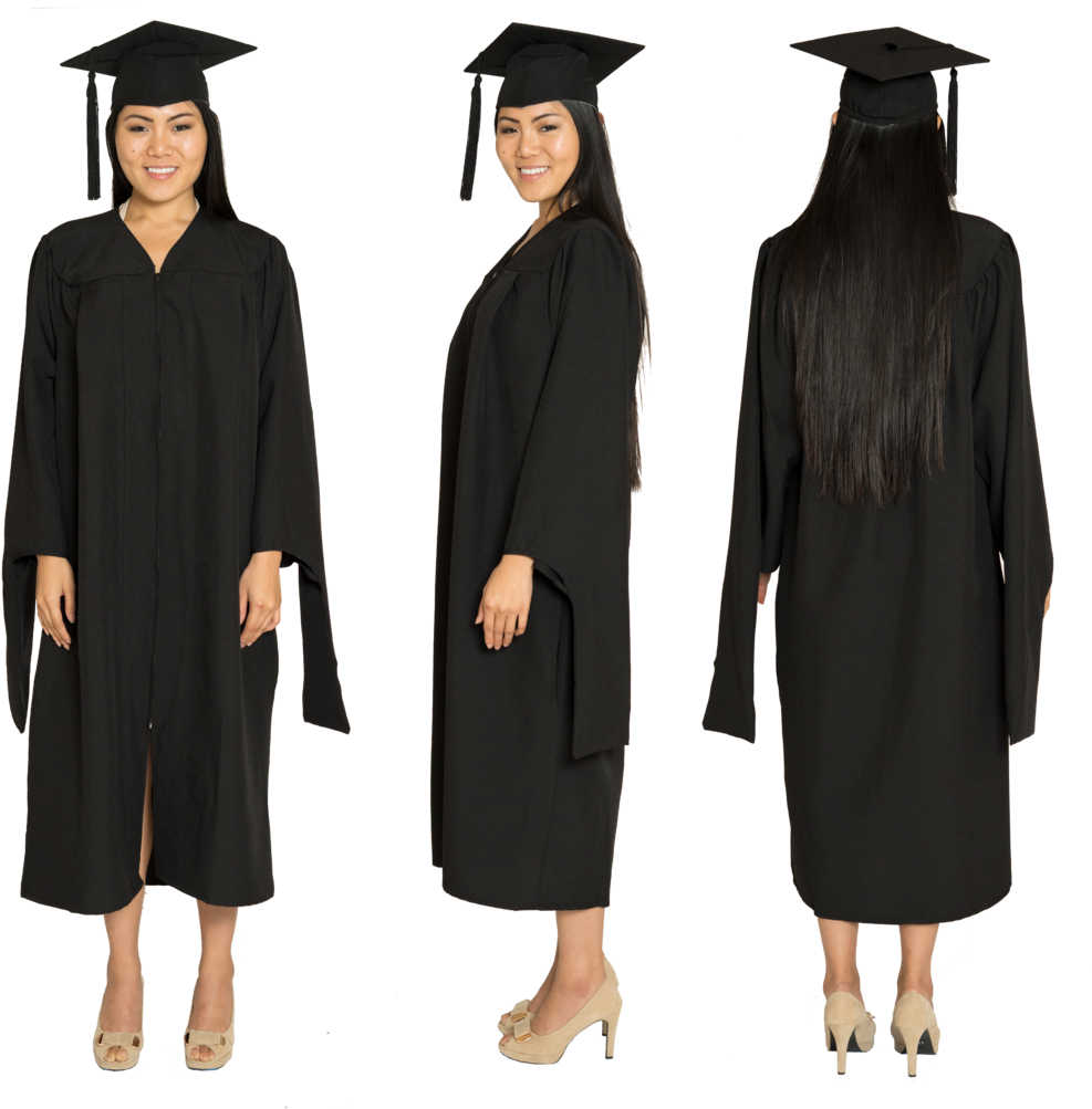 Graduate In Cap And Gown Three Poses