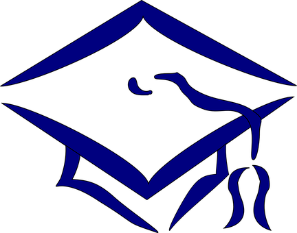 Graduation Cap Icon Blue PNG with transparent background