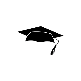 Graduation Cap Outlineon Black Background PNG with transparent background
