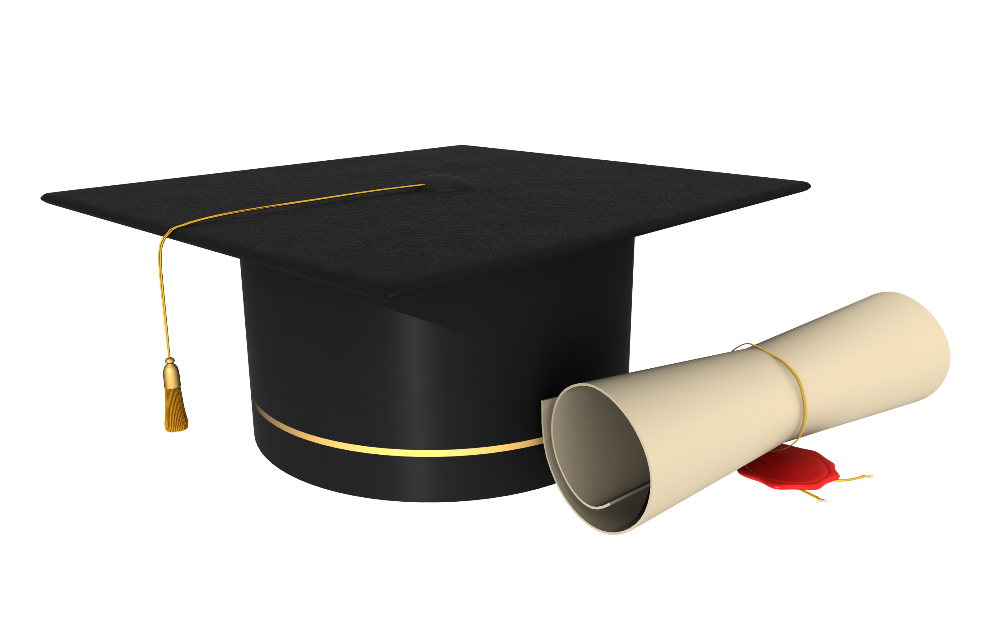 Graduation Capand Diploma3 D Render PNG with transparent background