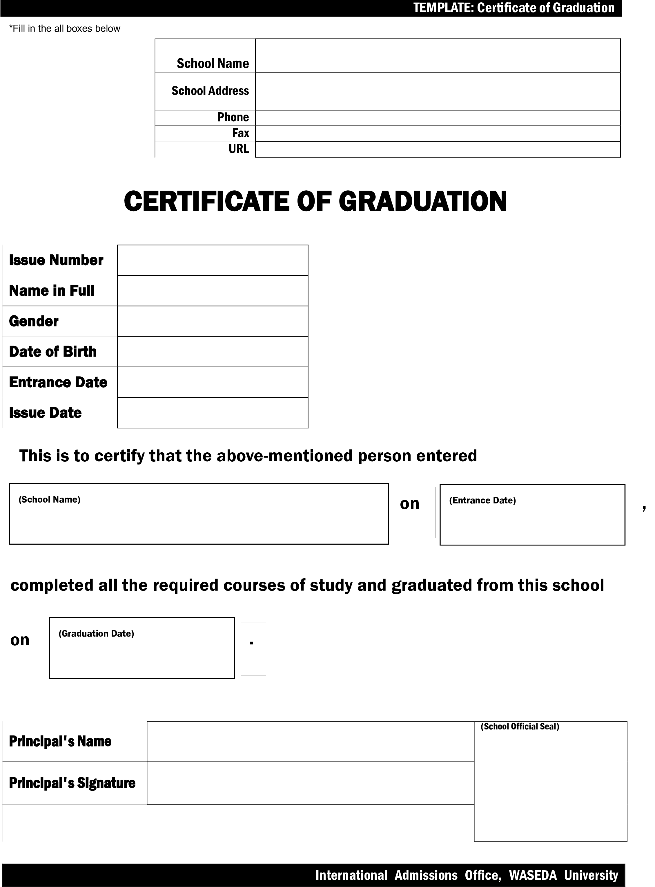 Graduation Certificate Template