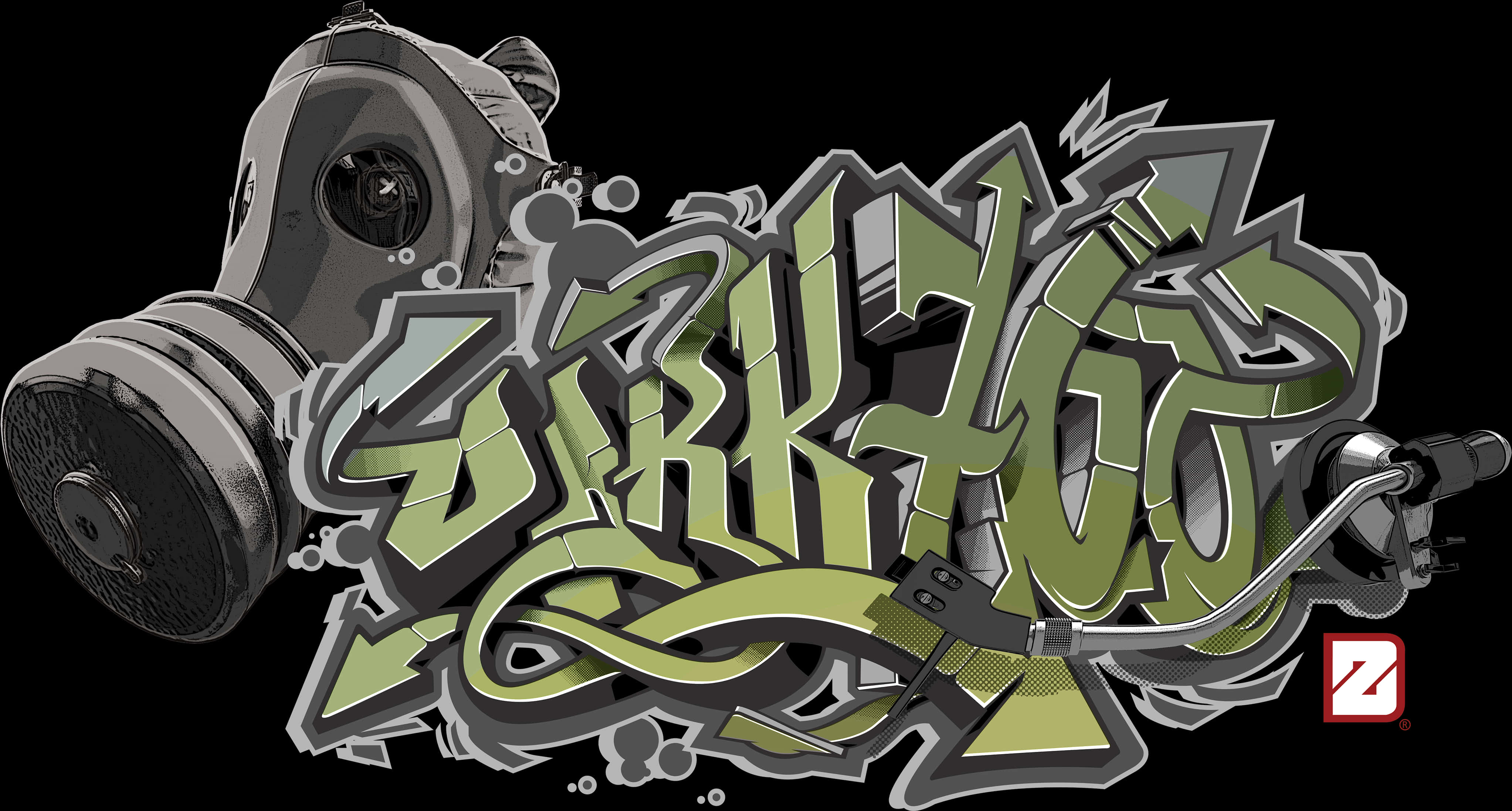 Graffiti_ Art_with_ Gas_ Mask PNG with transparent background