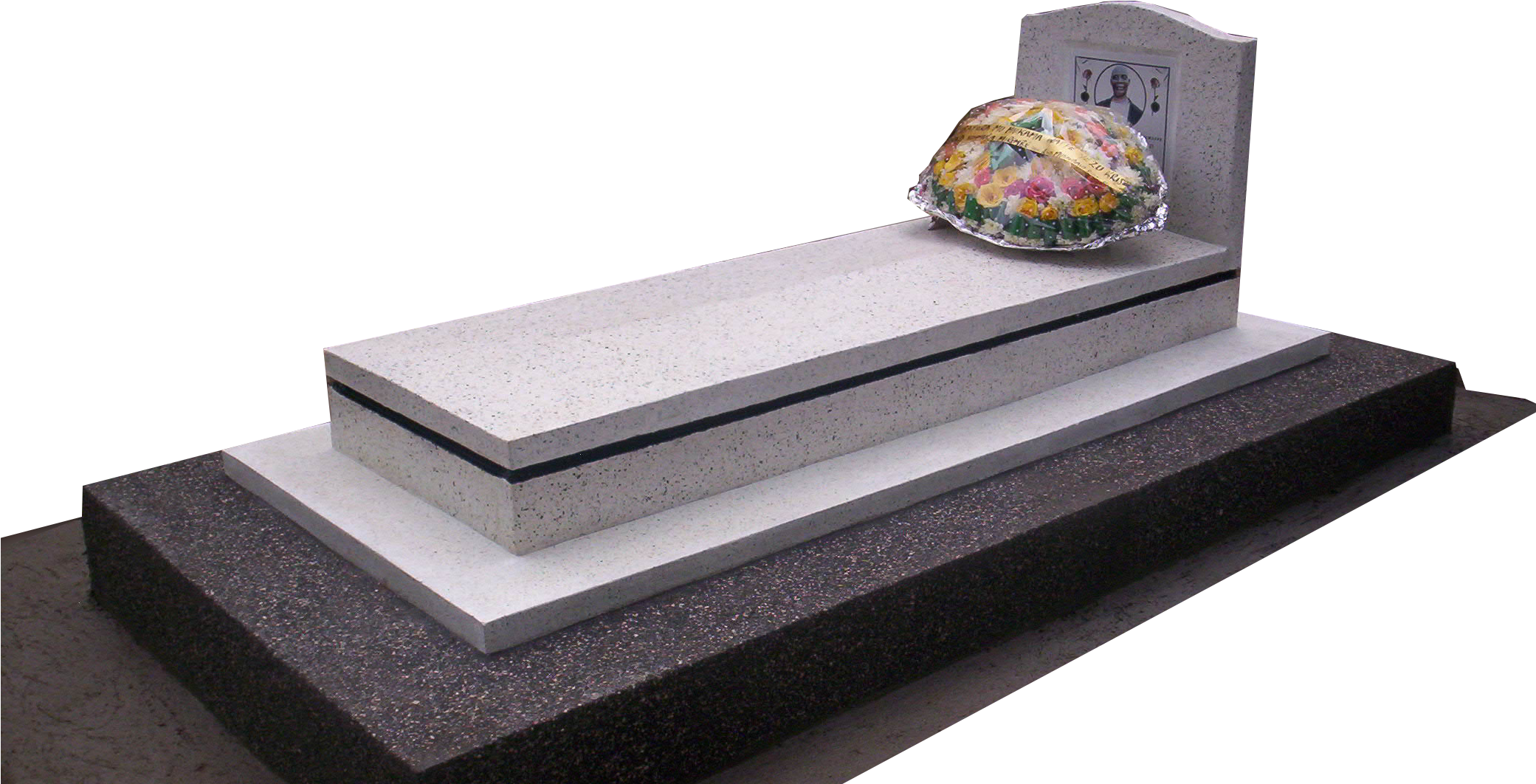 Granite Grave Monument Floral Tribute PNG with transparent background