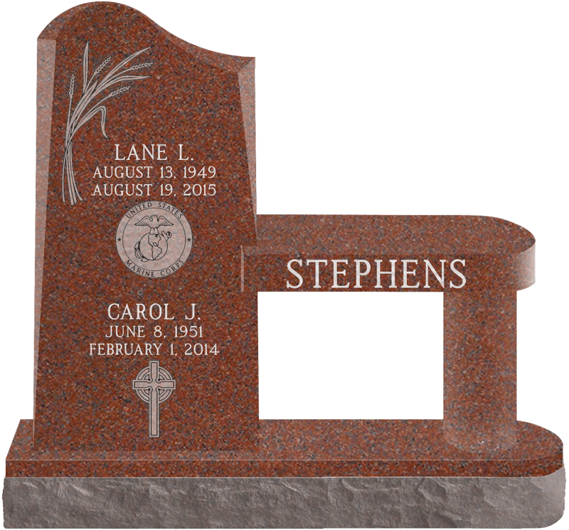 Granite Headstone Stephens Family PNG with transparent background