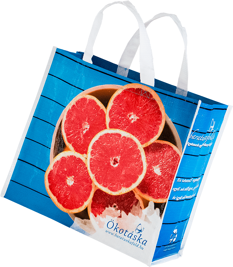 Grapefruit Printed Tote Bagon Blue Background