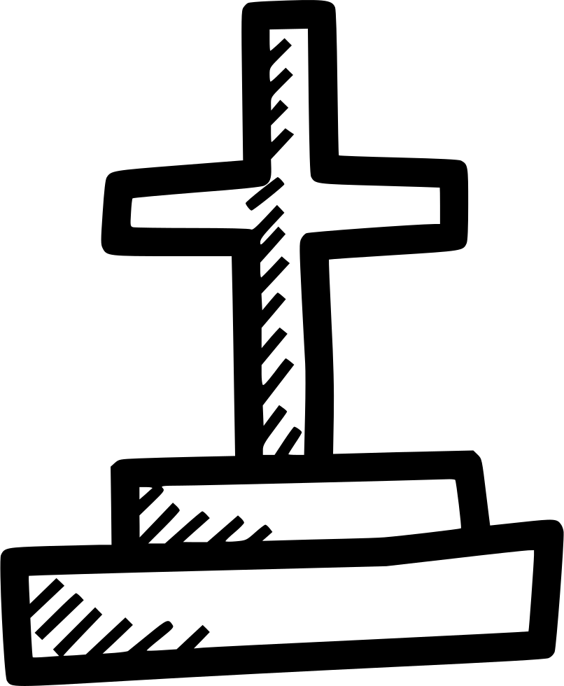 Graveyard Cross Sketch PNG with transparent background
