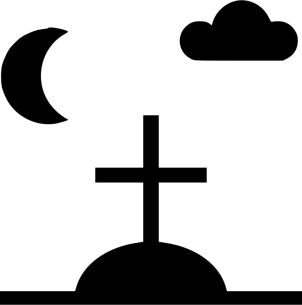 Graveyard Silhouette Nighttime PNG with transparent background