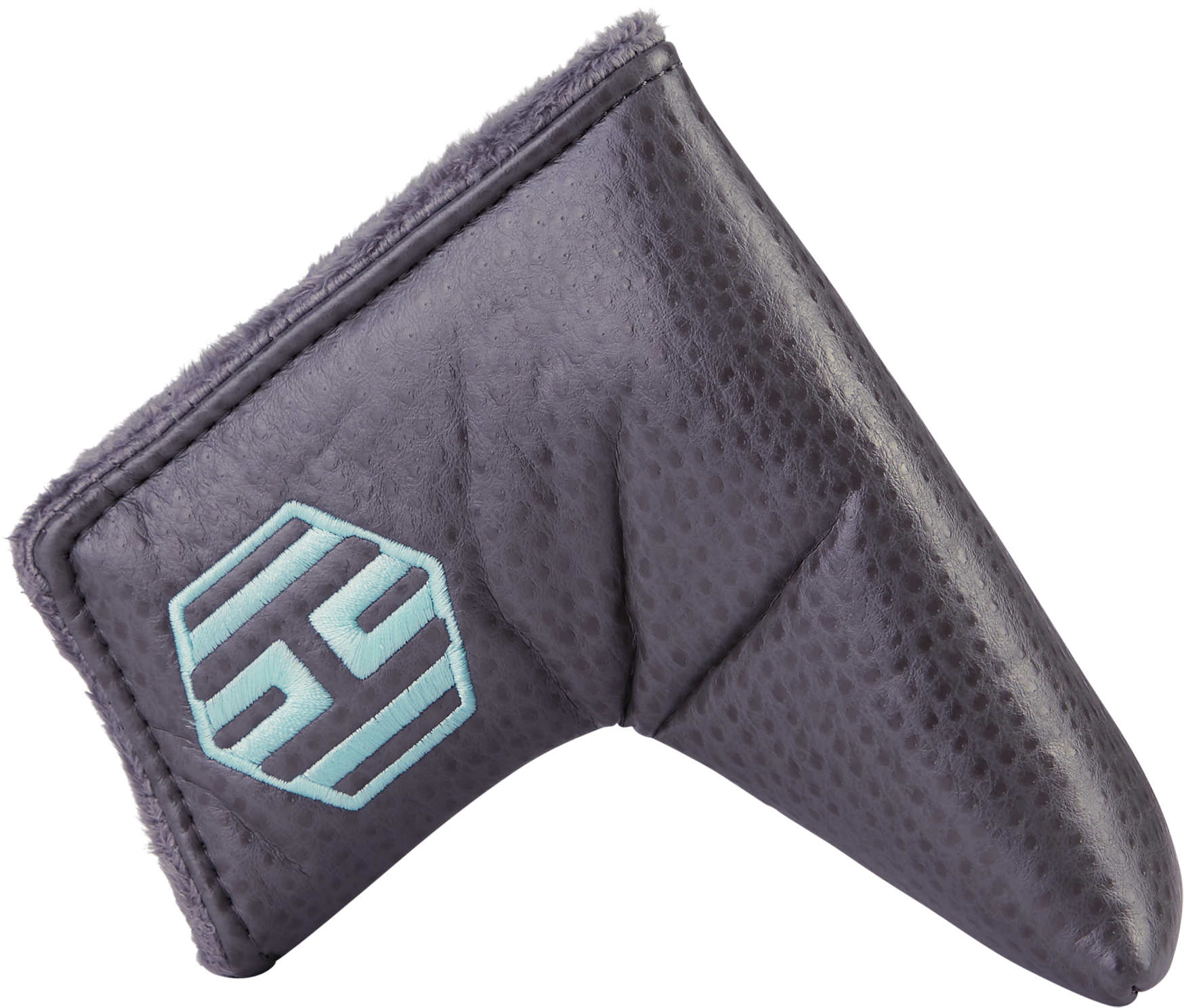 Gray Leather Walletwith Blue Logo