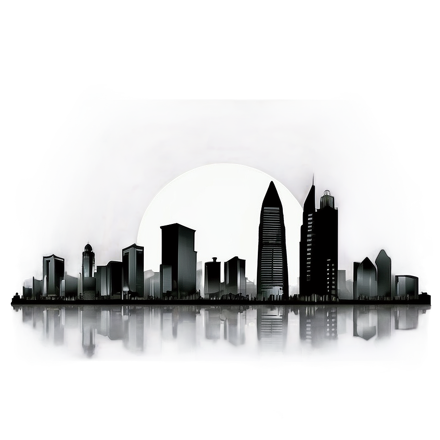 Grayscale City Skyline Png 49