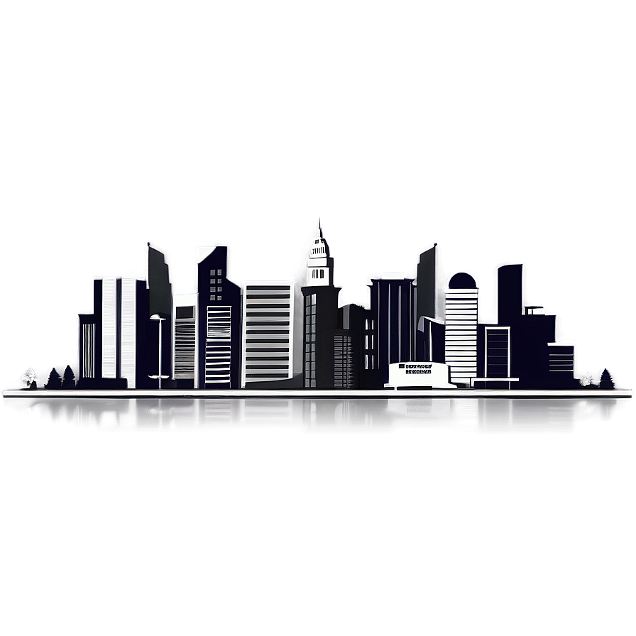 Grayscale City Skyline Png Jvq74