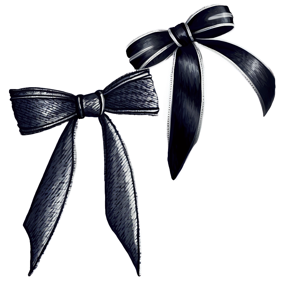 Grayscale Ribbon Bows Png 06252024