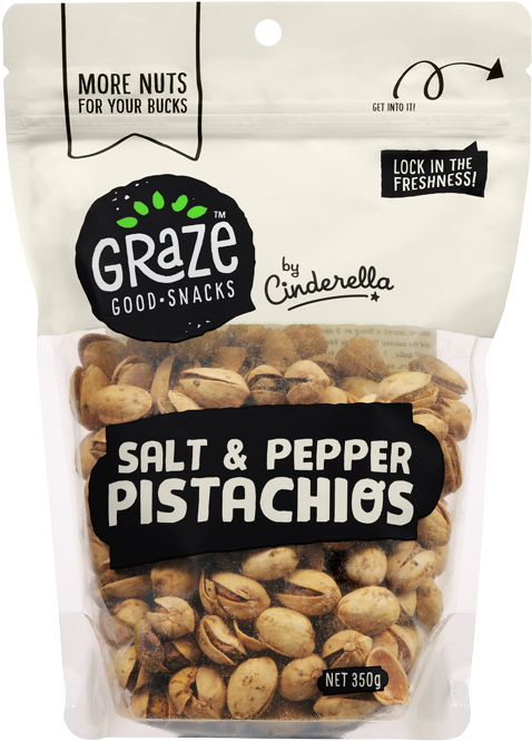 Graze Saltand Pepper Pistachios Packaging