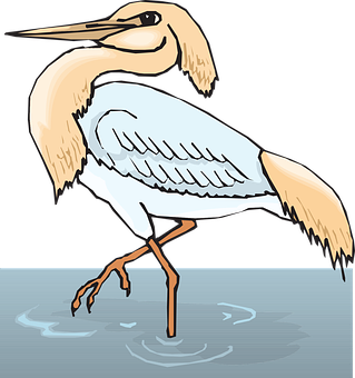 Great Egret Standingin Water Illustration