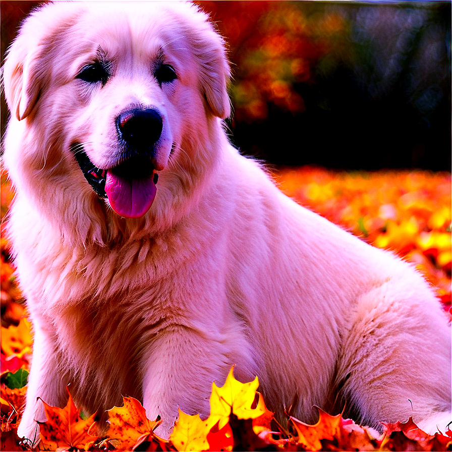 Great Pyrenees In Autumn Png Nyu