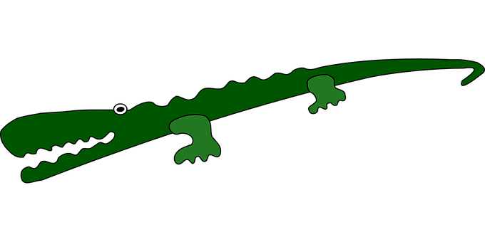 Green Alligator Silhouette Graphic PNG with transparent background