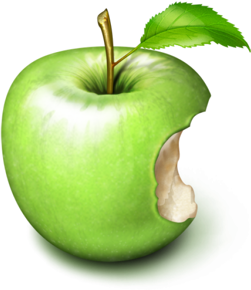 Green Apple With Bite