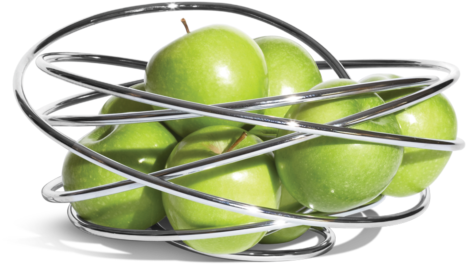 Green Apples Encircledby Metal Rings PNG with transparent background