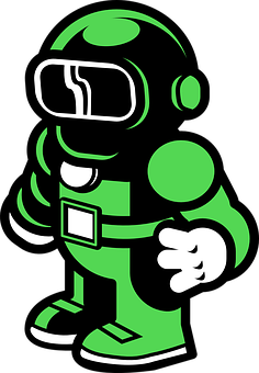 Green Astronaut Cartoon Character PNG with transparent background
