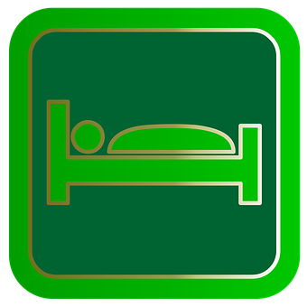 Green Bed Icon Sign PNG with transparent background