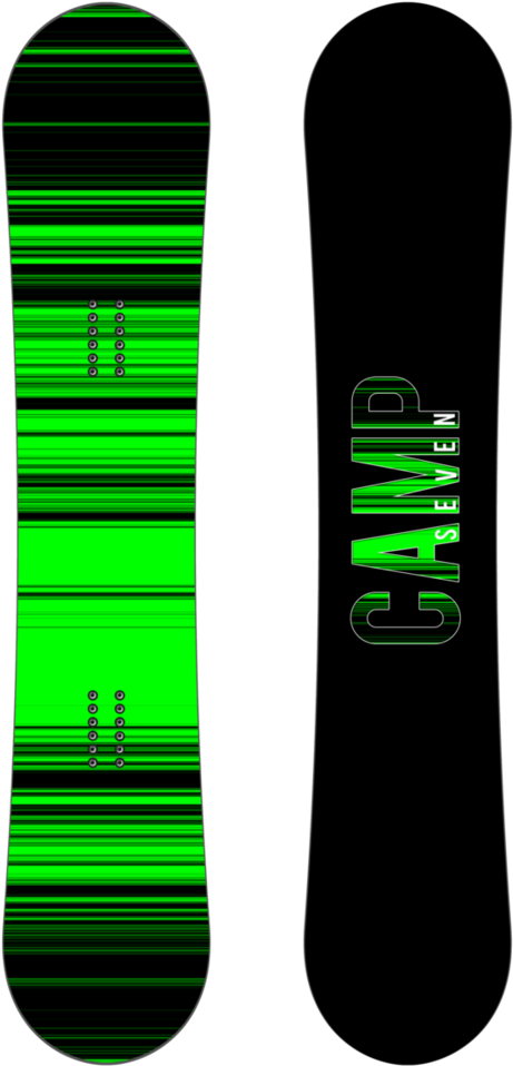 Green Black Camp Seven Snowboard PNG with transparent background