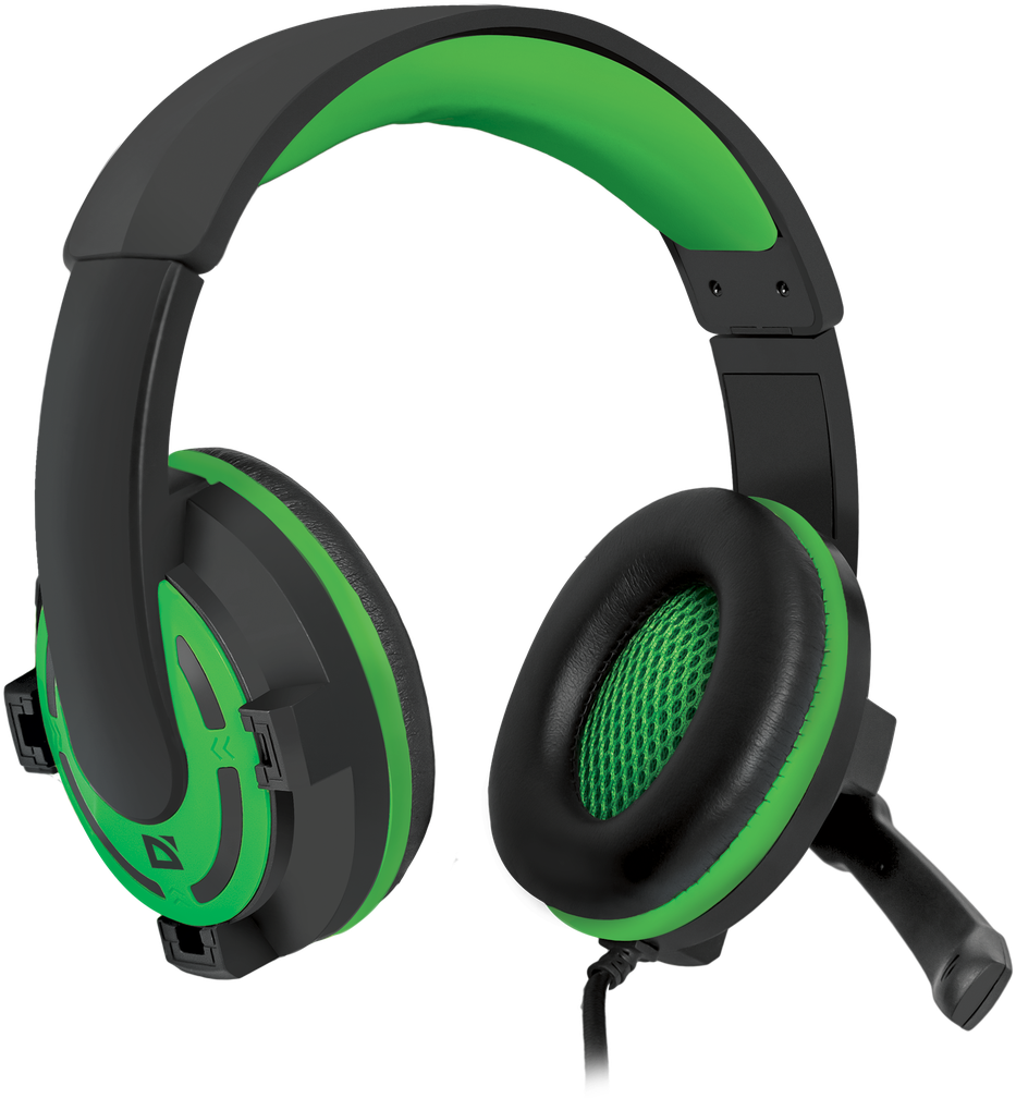 Green Black Gaming Headset PNG image with a transparent background, free high-resolution download