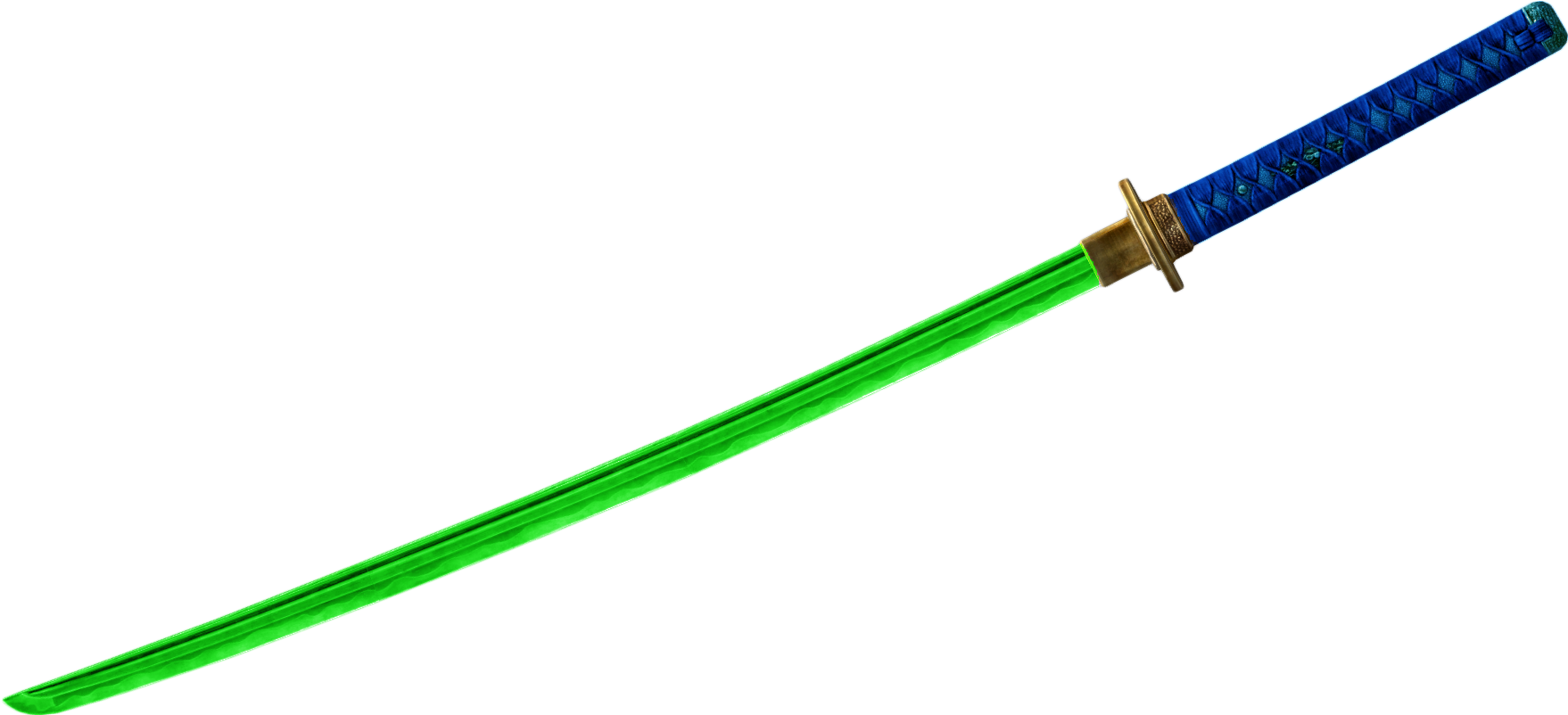 Green Blade Katana PNG image with a transparent background, free high-resolution download