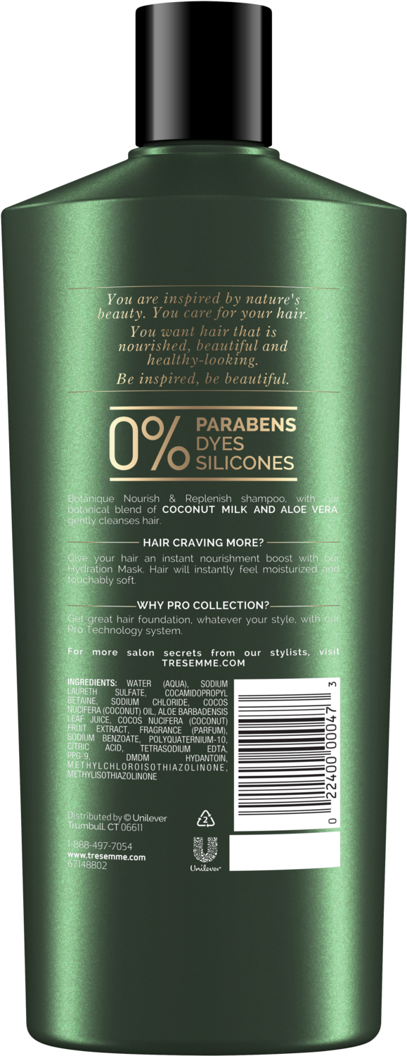 Shampoo Bottle Png - Tresemme Coconut Milk And Aloe Vera Shampoo Ingredients, Transparent Png PNG with transparent background
